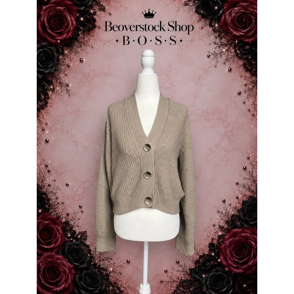 Preowned H&M Taupe Chunky Knit Button Front Cardigan – Size XS
